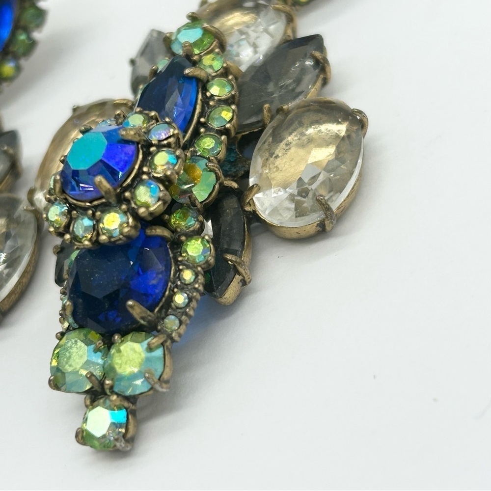 J. Crew Riviera Blue Green Crystal Drop Earrings - Picture 2 of 5